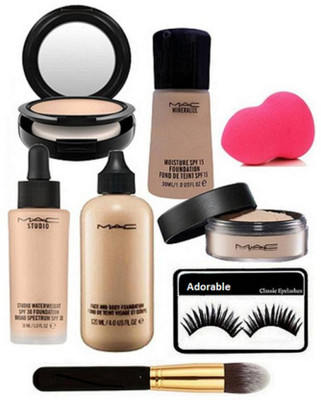

Adorable Eyelashes, Sponge Puff, Mac Loose Powder, Studio Fix Compact, Waterweight, Mineralize, Face & Body Foundation, Makeup Brush(Set of 8)