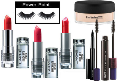 

powerpoint Eyelashes&Lakme Enrich Matte Lipstick (Pack Of 3)&Mac Loose Powder&Haute &Naughty Mascara&Mac Pen Eyeliner(Set of 7)