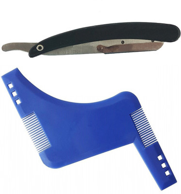 

KYT Hair Beard Comb Grooming & Stainless steel razor with steel Handle & Salon item(Set of 2)