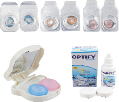 

Optify Combo Pack Monthly Color Contact Lens With Travel Kit Monthly Contact Lens(1, Blue-Honey-Pink, Pack of 3)