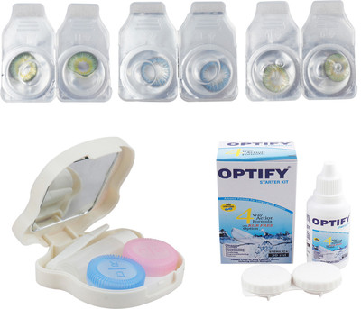 

Optify Combo Pack Monthly Color Contact Lens With Travel Kit Monthly Contact Lens(1, Green-Blue-Green, Pack of 3)
