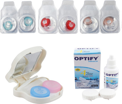 

Optify Combo Pack Monthly Color Contact Lens With Travel Kit Monthly Contact Lens(1, Aqua-Red-Hazel, Pack of 3)
