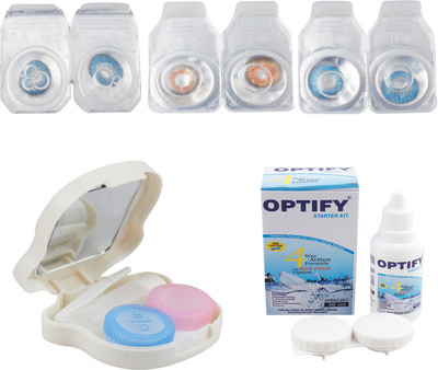 

Optify Combo Pack Monthly Color Contact Lens With Travel Kit Monthly Contact Lens(1, Blue-Honey-Blue, Pack of 3)