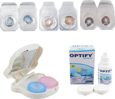 

Optify Combo Pack Monthly Color Contact Lens With Travel Kit Monthly Contact Lens(1, Blue-Honey-Brown, Pack of 3)