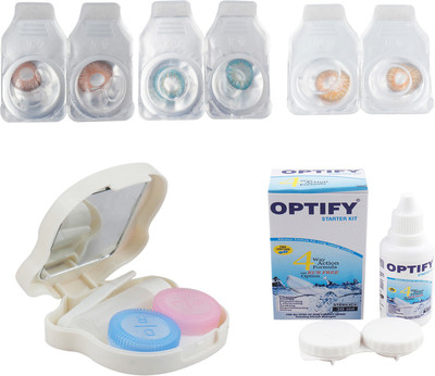 

Optify Combo Pack Monthly Color Contact Lens With Travel Kit Monthly Contact Lens(1, Hazel-Aqua-Honey, Pack of 3)