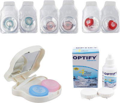 

Optify Combo Pack Monthly Color Contact Lens With Travel Kit Monthly Contact Lens(1, Aqua-Pink-Red, Pack of 3)