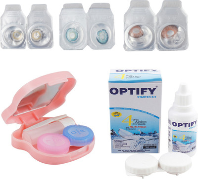 

Optify Combo Pack Monthly Color Contact Lens With Travel Kit Monthly Contact Lens(1, Grey-Aqua-Hazel, Pack of 3)