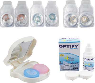 

Optify Combo Pack Monthly Color Contact Lens With Travel Kit Monthly Contact Lens(1, Hazel-Aqua-Grey, Pack of 3)