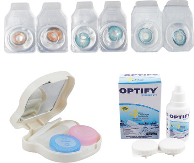 

Optify Combo Pack Monthly Color Contact Lens With Travel Kit Monthly Contact Lens(1, Honey-Aqua-Aqua, Pack of 3)