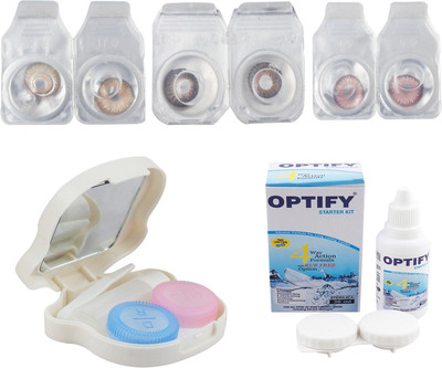 

Optify Combo Pack Monthly Color Contact Lens With Travel Kit Monthly Contact Lens(1, Brown-Brown-Pink, Pack of 3)