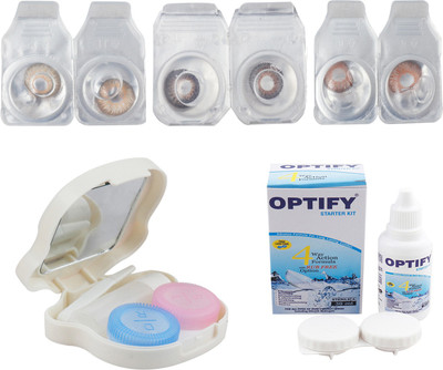 

Optify Combo Pack Monthly Color Contact Lens With Travel Kit Monthly Contact Lens(1, Brown-Brown-Hazel, Pack of 3)