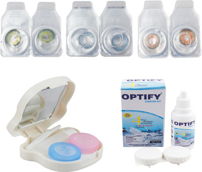 

Optify Combo Pack Monthly Color Contact Lens With Travel Kit Monthly Contact Lens(1, Green-Blue-Honey, Pack of 3)