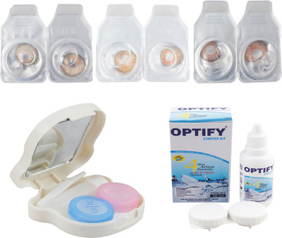 

Optify Combo Pack Monthly Color Contact Lens With Travel Kit Monthly Contact Lens(1, Brown-Honey-Hazel, Pack of 3)