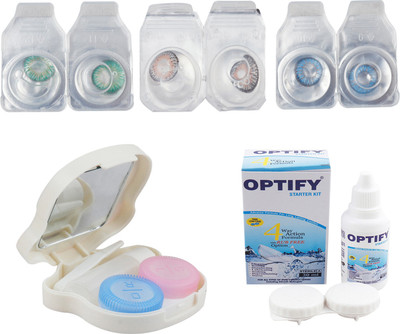 

Optify Combo Pack Monthly Color Contact Lens (Zero Power, D.green-Grey-D.Blue, Pack of 3) Monthly Contact Lens(1, Green-Grey-Blue, Pack of 3)