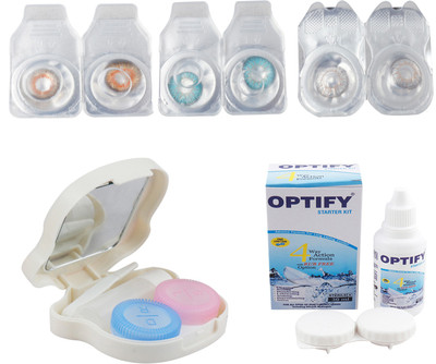 

Optify Combo Pack Monthly Color Contact Lens With Travel Kit Monthly Contact Lens(1, Honey-Aqua-Grey, Pack of 3)