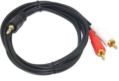 

WEBDOO INFOTECH TV-out Cable 1.5 Meter 3.5mm Male To 2 RCA Male Stereo Audio Cable For Tablet, Mobile, MP3 Player, Computer, TV RCA Audio Video Cable(Compatible with tv, For Home Theater, Black)