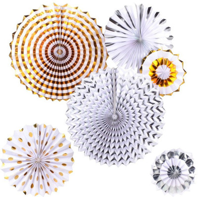 

BashNSplash Gold, Silver paper fan set - 6