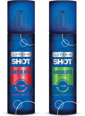 

Layer'r Shot Absolute Series Craze 1pc. & Power 1pc. Pack of 2 Fragrant Body Spray - For Men(270 ml, Pack of 2)