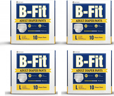

B Fit Diapers Adult Pull Up Pants (Large) 10 Pcs/Pack , Size- 32-52 Inches (Pack of 4) - L(40 Pieces)