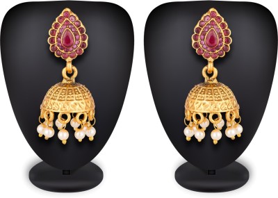 LUXOR Traditional Gold Plated Jhumkha Diamond Alloy Jhumki Earring