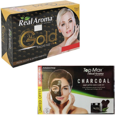 

Real Aroma 24c Gold & Charcoal Facial Kit 620 g(Set of 2)