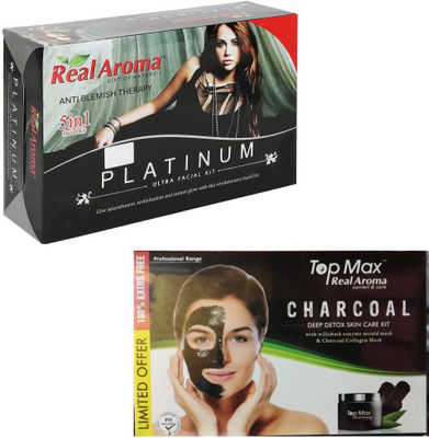 

Real Aroma Platinum & Charcoal Facial Kit 620 g(Set of 2)