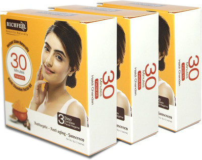 

Richfeel Haldi Chandan Facial Kit- pack of 3 - One time use facial kit with scrub, cream and face pack 54 g(Set of 3)
