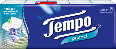 Tempo Pocket Handkerchief Protect 4-ply 10x9pulls(Pack of 90)