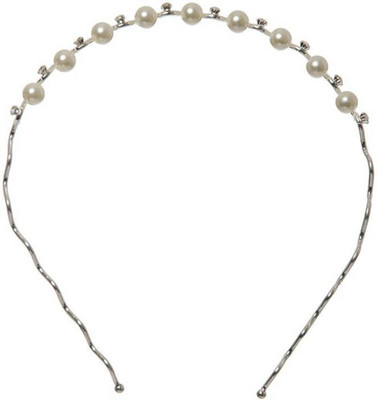 

NERR Traders- Pearl Hair Band/Headband-White Color Hair Band(Gold)