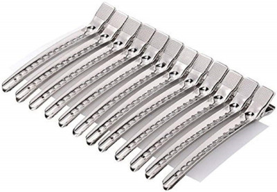 

Confidence Single Prong Alligator Pinch Sectioning Clips With Free No Bend 2 Hair Clips For Home And Saloon Use Hair Accessory Set(Silver)
