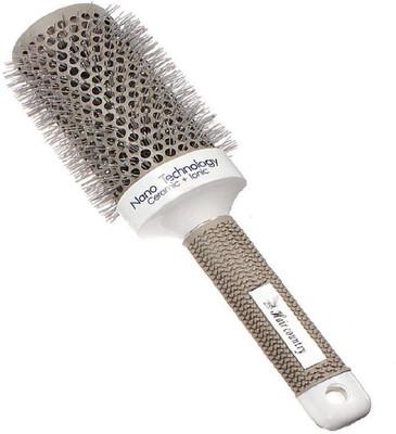 

deziine nano Hair Brush Ceramic Round Iron Barber Hair Comb Dressing Salon DIY Styling Comb, Comb Of Ceramic Roller. (Silver Ceramic Comb, 65 mm)