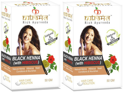 

Nutramantra Ammonia Free Natural Black Henna(Hibiscus) - 50 GM (Pack of 2) Hair Color(Black)