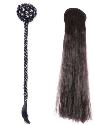 

HONBON Combo Wig And Juda Choti For Women And Girls, Extension 25-28 (Brown) Hair Extension