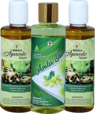 

7 Days KERALA AYURVEDIC TELAM OIL (100 ML) (PACK of 2) + AMLA OIL (100 ML) Hair Oil(100 ml)