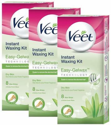 

Veet .Veet Full Body Waxing Kit with Easy-Gelwax Technology for Dry Skin - 24 Strips Wax(24 Strips, Set of 3)