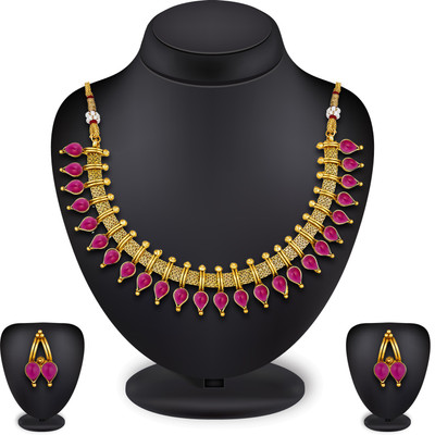 LUXOR Alloy Gold-plated Gold, Pink Jewellery Set(Pack of 1)