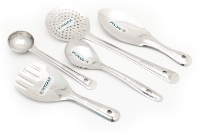 COCONUT Serving Spoons (2 Rice Spoon, 1 Oval Spoon, 1 Jhara & 1 Laddle) - Set of 5 Kitchen Tool Set(Spatula)