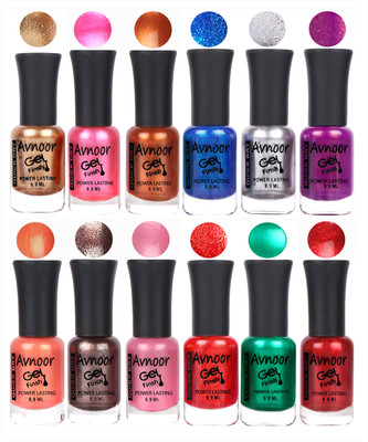 

Avnoor Trendy Color Gel Nail Polish Combo Set No 288 Multicolor(Pack of 12)