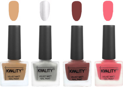

Kwality Premium Quality Matte Nail Polish (2201202046 ) Beige,Silver,Dark Tan,Frozen Pink(Pack of 4)