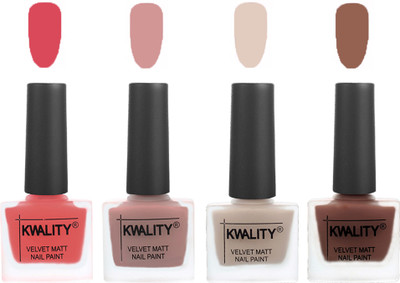

Kwality Premium Quality Matte Nail Polish (2201201983 ) Baby Pink,Salmon,Light Beige,Shock Brown(Pack of 4)