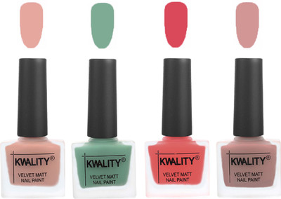 

Kwality Premium Quality Matte Nail Polish (2201201901 ) Salmon Pink,Mischievous Mint,Baby Pink,Salmon(Pack of 4)