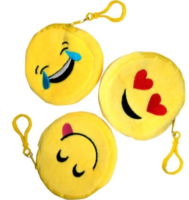 ShopTop Round Emoji Designed Coin Purse in Velvet Finish set of 3 Coin Purse(Pack of 3)