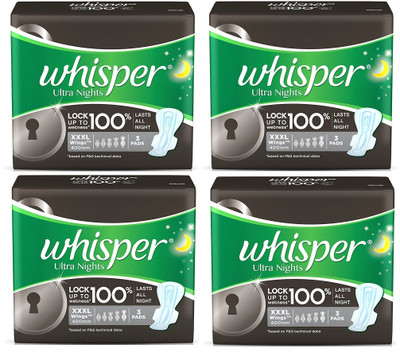 

Whisper Ultra Nights XXXL 3+3+3+3 Sanitary Pad Sanitary Pad(Pack of 4)