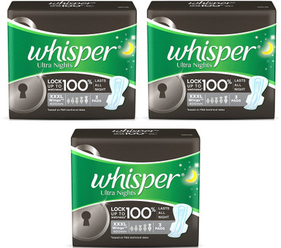 

Whisper Ultra Nights XXXL 3+3+3 Sanitary Pad Sanitary Pad(Pack of 3)