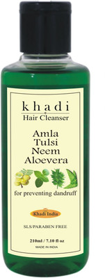 

Khadi Ultra Premium, Herbal, Natural & Ayurvedic Amla Tulsi Neem Aloevera SLS-Paraben free Shampoo for preventing dandruff(210 ml)