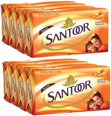 Santoor Sandal and Turmeric Soap(1000 g, Pack of 8)