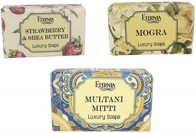 

Eternia Face & Body Cleanser Natural Vegan Organic Ingredients Includes Soap Noodles, Multani Mitti & Saffron Fragrance (Pack of 3) (Strawberry, Mogra, Multani Mitthi)(750 g, Pack of 3)