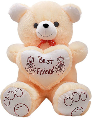 

Nihan Enterprises Cream Fur with Best Friend Heart Stuffed Soft Teddy Bear - 70 cm(Cream)