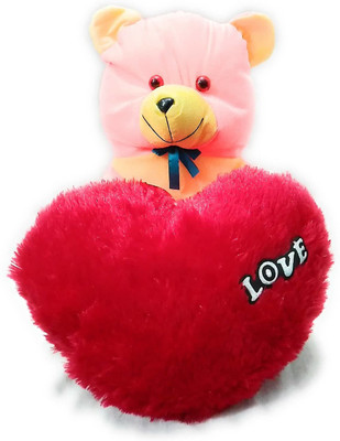 

Sharma Traders Soft Toy For Kids / Birthday Gift / with Heart Shaped Pillow Free - 24 cm(Pink, Brown, Heart Shaped pillow Red Color), Heart shaped pillow red color;pink;brown