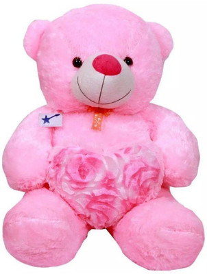 

Nihan Enterprises Pink Rose Heart Stuffed Soft Teddy Bear - 70 cm(Pnik)